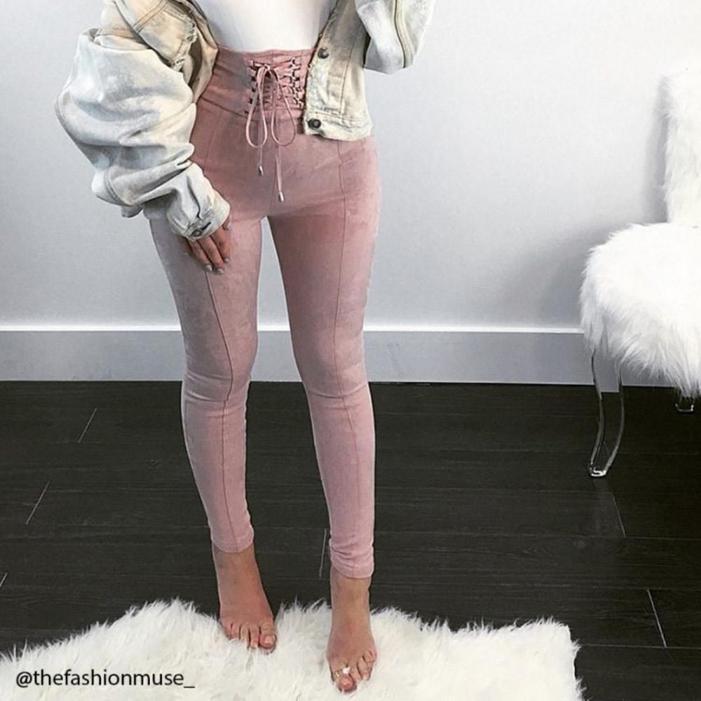 Faux suede pants